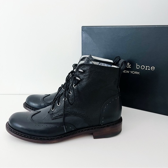 Rag & Bone Black Genuine Leather Size 9.5 Cozen Ankle Boot Booties - Picture 2 of 6
